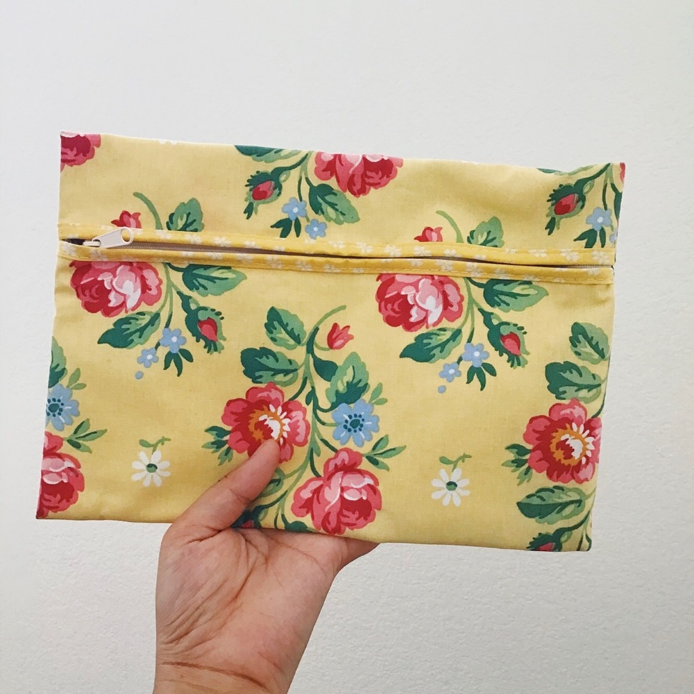 Yellow Floral Handmade Pouch